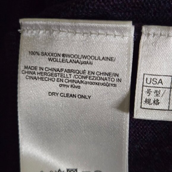 Brooks Brothers 100% SaxXon Wool Plum V Neck Pullover Sweater Size L - Picture 5 of 5